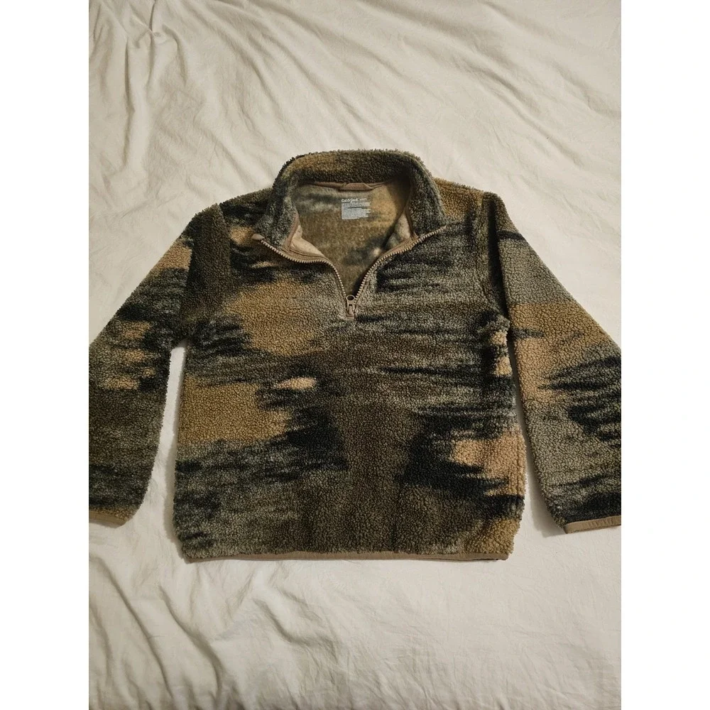 Cat & Jack Boys‎ Sherpa Fleece Quarter Zip Pullover Youth S 6/7 Camo